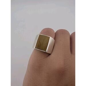 Sterling Silver 925 Tiger's Eye Modernist Ring Size 9